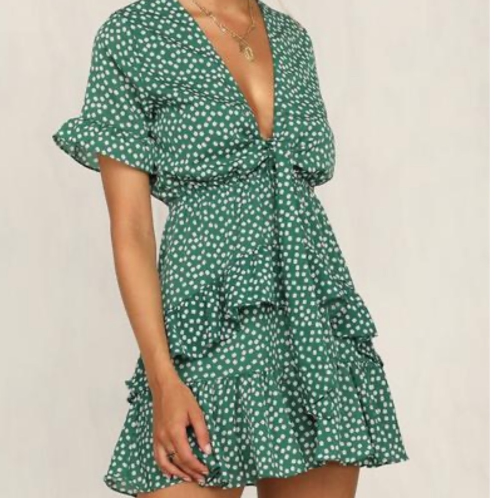 Last One▪️Cassie Mini Green Dress - Picture 2 of 9